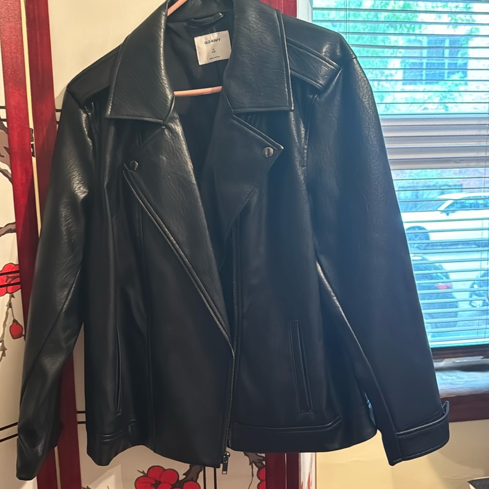 Faux leather moto jacket